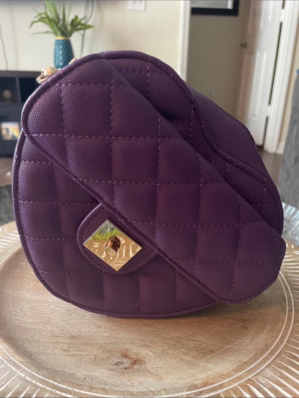 Purple Quilted Heart Crossbody - Picture 2 of 7